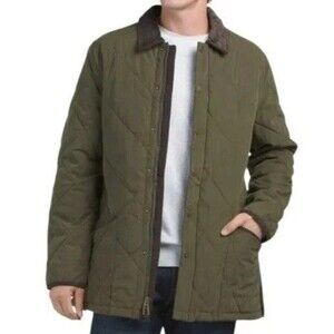 $179 Rainforest Men Harbor Jacket Coat Olive Green Diamond Quilted US Small